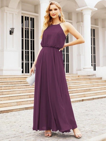 Robe de demoiselle d'honneur longue à col licou Baoleely, robe trapèze formelle pour juniors, 28029