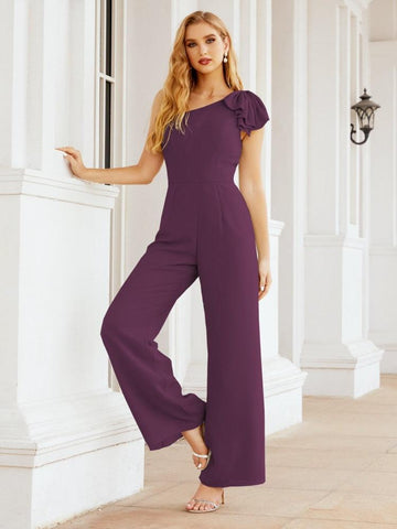 Baoleely Women's One Shoulder Long Jumpsuit Formal Evening Dress Long Bridesmaid Dresses Pants Wedding Party 28034