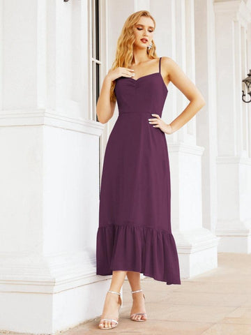 Baoleely Blackless Strap Bridesmaid Dress Ankle Length 28028