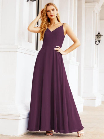 Baoleely Spaghetti Strap Bridesmaid Dresses V Neck Butterfly Back Fromal Evening Party Prom Gown 28036