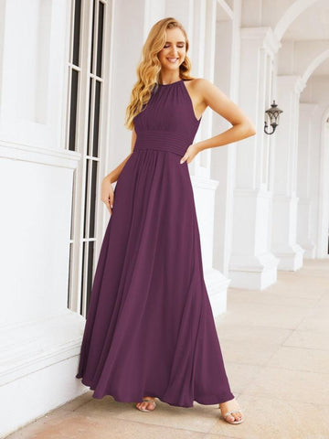 Baoleely Keyhole Bridesmaid Dresses Sleeveless Formal Evening Party Prom Gowns 28043