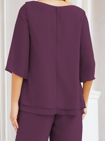 Baoleely Élégante robe mère de la mariée 2 pièces, grande taille, pantalon, volants, couches argentées, peignoir 28064