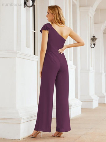 Baoleely Women's One Shoulder Long Jumpsuit Formal Evening Dress Long Bridesmaid Dresses Pants Wedding Party 28034
