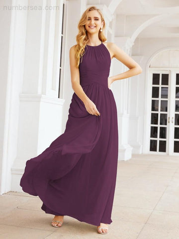 Baoleely Sleeveless Bridesmaid Dresses Long Prom Gown Zipper with Keyhole Back 28056