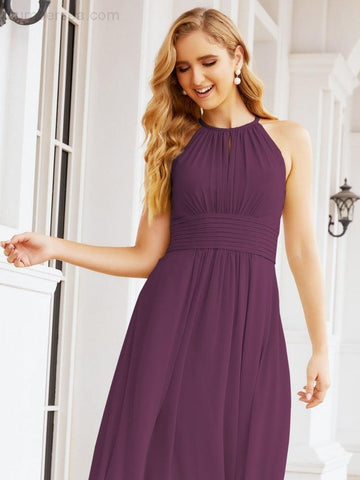 Baoleely Keyhole Bridesmaid Dresses Sleeveless Formal Evening Party Prom Gowns 28043