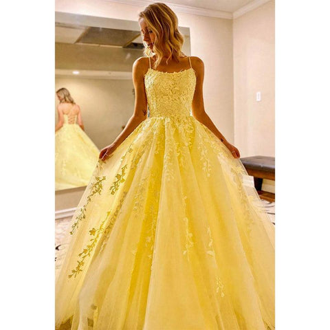 Robe de bal longue trapèze unique à bretelles croisées et décolleté plongeant en tulle bleu ciel