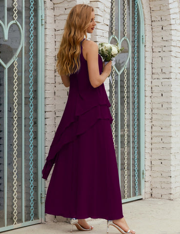 Robe longue en mousseline grande taille pour la mère de la mariée, robe de demoiselle d'honneur de bal de fin d'année SY28019