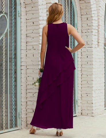 Robe longue en mousseline grande taille pour la mère de la mariée, robe de demoiselle d'honneur de bal de fin d'année SY28019