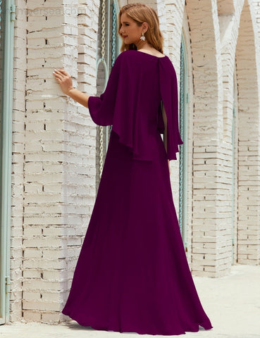 Robe de demoiselle d'honneur Sunnderly pour femme, manches longues, col en V, en mousseline, robe de cérémonie pour mariage SY28018