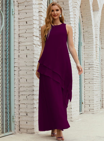 Robe longue en mousseline grande taille pour la mère de la mariée, robe de demoiselle d'honneur de bal de fin d'année SY28019