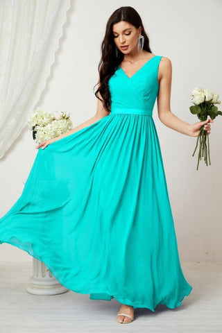 Women's Chiffon Long Bridesmaid Dresses A line Sleeveless Formal Prom Gown for Evening Party Homecoming Dresses 2808