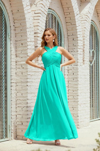 Vestidos de dama de honor con cuello halter, vestido formal de cóctel o de fiesta 28015 