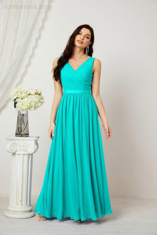 Women's Chiffon Long Bridesmaid Dresses A line Sleeveless Formal Prom Gown for Evening Party Homecoming Dresses 2808