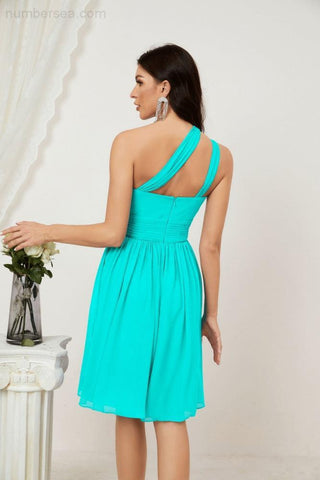 Baoleely Women Chiffon Short One Shoulder Bridesmaid Dress Formal Dresses for Party Homecoming 2804