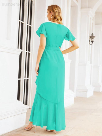 Baoleely Ruffled Bridesmaid Dresses Mermaid Formal Violin Evening Party Prom Gowns 28042