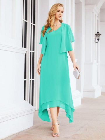 Sunnderly Two-Piece A-line Mother of The Bride Dress Formal Party Gown Dress SY28073