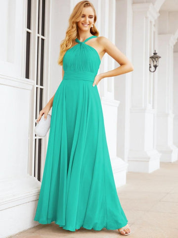 Baoleely Crisscross Halter Bridesmaid Dresses for Party Wedding Evening Prom Maxi Ball Gowns 28053