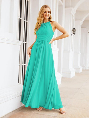 Baoleely Keyhole Bridesmaid Dresses Sleeveless Formal Evening Party Prom Gowns 28043
