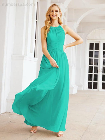 Baoleely Sleeveless Bridesmaid Dresses Long Prom Gown Zipper with Keyhole Back 28056