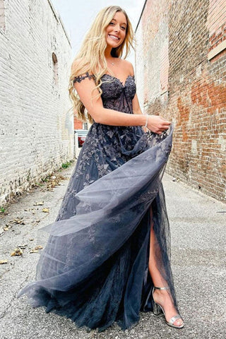 Off the Shoulder Prom Dress with Appliques
