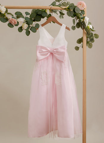 A-line Satin Tulle Ankle-length Pink Dress (2003227111)