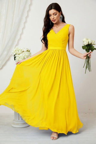 Women's Chiffon Long Bridesmaid Dresses A line Sleeveless Formal Prom Gown for Evening Party Homecoming Dresses 2808