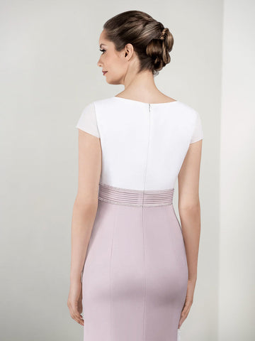 Vestidos de corte recto/columna para la madre de la novia con chaqueta y pedrería 