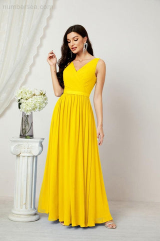 Women's Chiffon Long Bridesmaid Dresses A line Sleeveless Formal Prom Gown for Evening Party Homecoming Dresses 2808