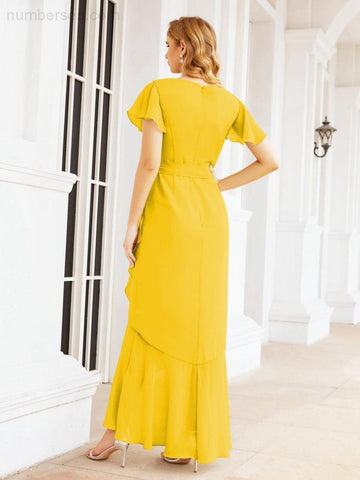 Baoleely Ruffled Bridesmaid Dresses Mermaid Formal Violin Evening Party Prom Gowns 28042