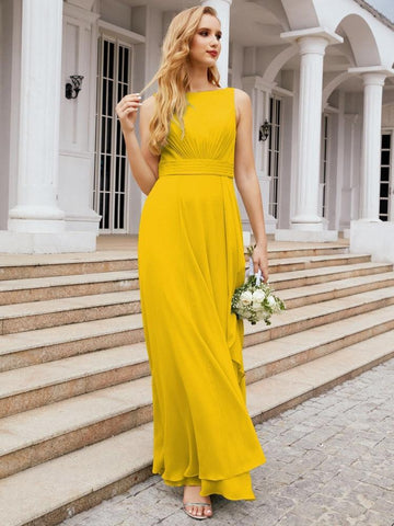 Baoleely Bridesmaid Dresses for Wedding Ruffles Long Formal Prom Gowns 28039