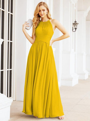 Baoleely Sleeveless Bridesmaid Dresses Long Prom Gown Zipper with Keyhole Back 28056