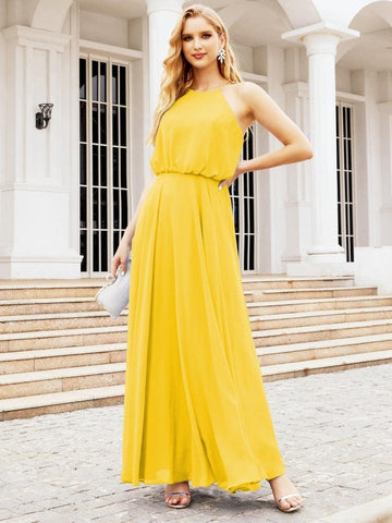 Robe de demoiselle d'honneur longue à col licou Baoleely, robe trapèze formelle pour juniors, 28029