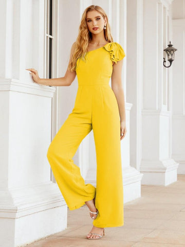 Baoleely Women's One Shoulder Long Jumpsuit Formal Evening Dress Long Bridesmaid Dresses Pants Wedding Party 28034