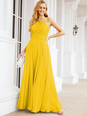 Baoleely Crisscross Halter Bridesmaid Dresses for Party Wedding Evening Prom Maxi Ball Gowns 28053