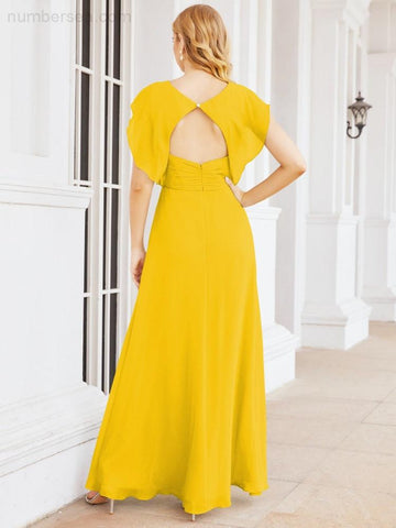 Sunnderly Bridesmaid Dresses Cape Formal Prom Dress Open Back Gowns for Mother of The Bride SY28058