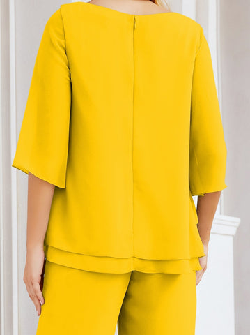 Baoleely Élégante robe mère de la mariée 2 pièces, grande taille, pantalon, volants, couches argentées, peignoir 28064