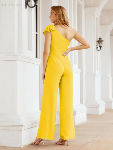 Baoleely Women's One Shoulder Long Jumpsuit Formal Evening Dress Long Bridesmaid Dresses Pants Wedding Party 28034