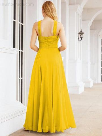 Baoleely Crisscross Halter Bridesmaid Dresses for Party Wedding Evening Prom Maxi Ball Gowns 28053