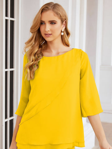 Baoleely Élégante robe mère de la mariée 2 pièces, grande taille, pantalon, volants, couches argentées, peignoir 28064