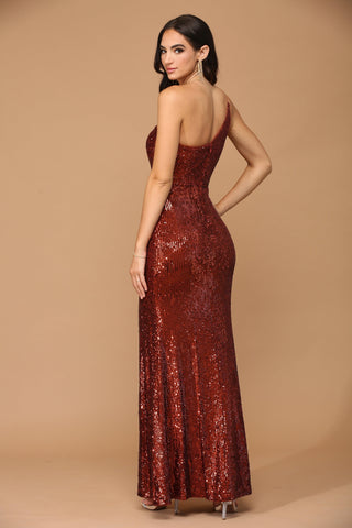 Long One Shoulder Formal Fitted Prom Dress