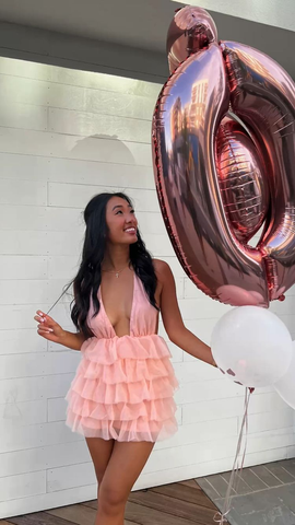 Robe rose mignonne à décolleté plongeant pour bal de promo, robe rose pour fête d'anniversaire Y1941