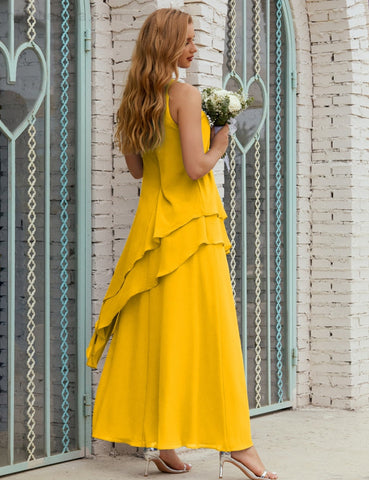 Robe longue en mousseline grande taille pour la mère de la mariée, robe de demoiselle d'honneur de bal de fin d'année SY28019