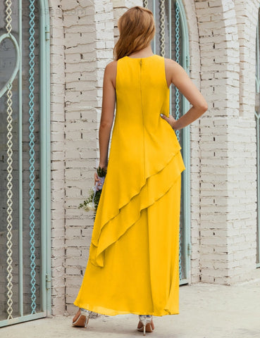 Robe longue en mousseline grande taille pour la mère de la mariée, robe de demoiselle d'honneur de bal de fin d'année SY28019