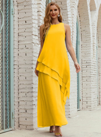 Robe longue en mousseline grande taille pour la mère de la mariée, robe de demoiselle d'honneur de bal de fin d'année SY28019