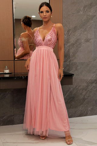 V-neck Sequin Party Dress