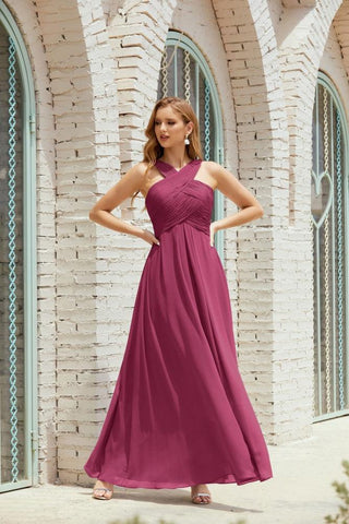 Vestidos de dama de honor con cuello halter, vestido formal de cóctel o de fiesta 28015 
