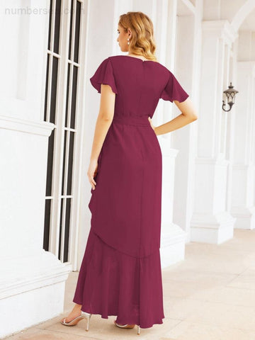 Baoleely Ruffled Bridesmaid Dresses Mermaid Formal Violin Evening Party Prom Gowns 28042