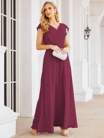 Sunnderly Bridesmaid Dresses Cape Formal Prom Dress Open Back Gowns for Mother of The Bride SY28058