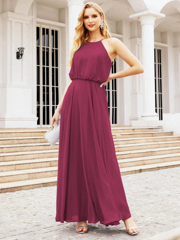 Robe de demoiselle d'honneur longue à col licou Baoleely, robe trapèze formelle pour juniors, 28029