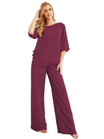 Baoleely Élégante robe mère de la mariée 2 pièces, grande taille, pantalon, volants, couches argentées, peignoir 28064